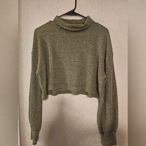 FREE PEOPLE Waffle Knit Cropped sweatshirt